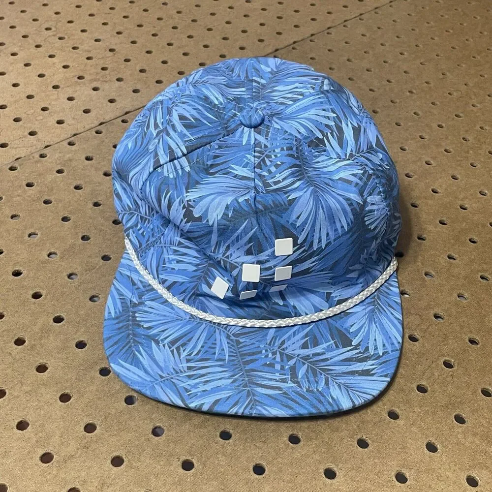 NEW Imperial Golf Tropical Floral Rope Brim Strapback Hat Cap Blue Adjustable Me